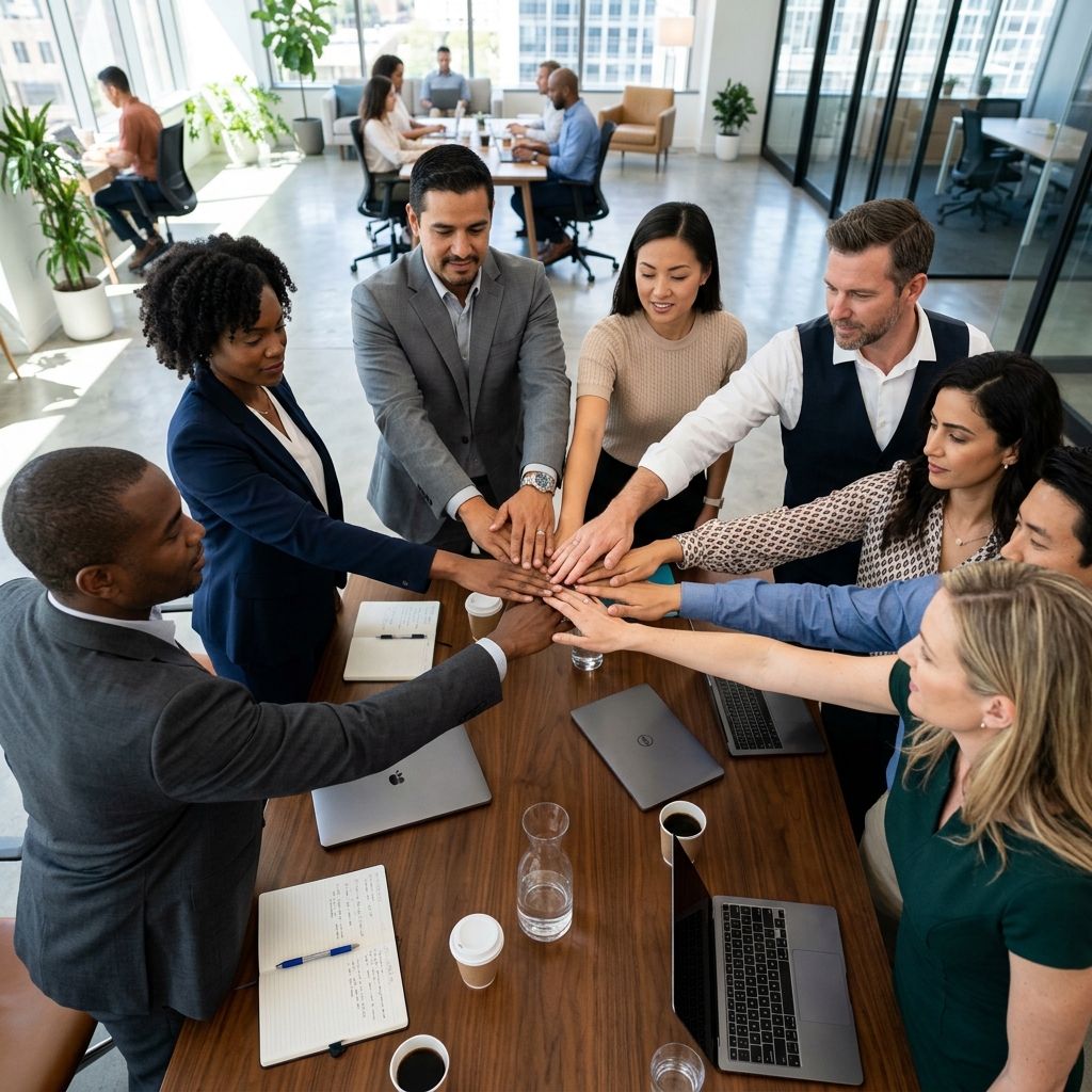 Hands joined in teamwork